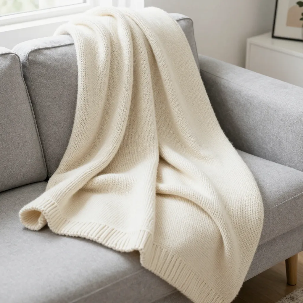 Cloud Knit throw blanket in cream