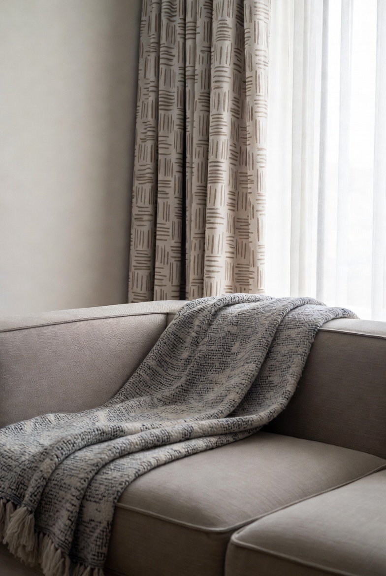 Soft throw blankets on a chair